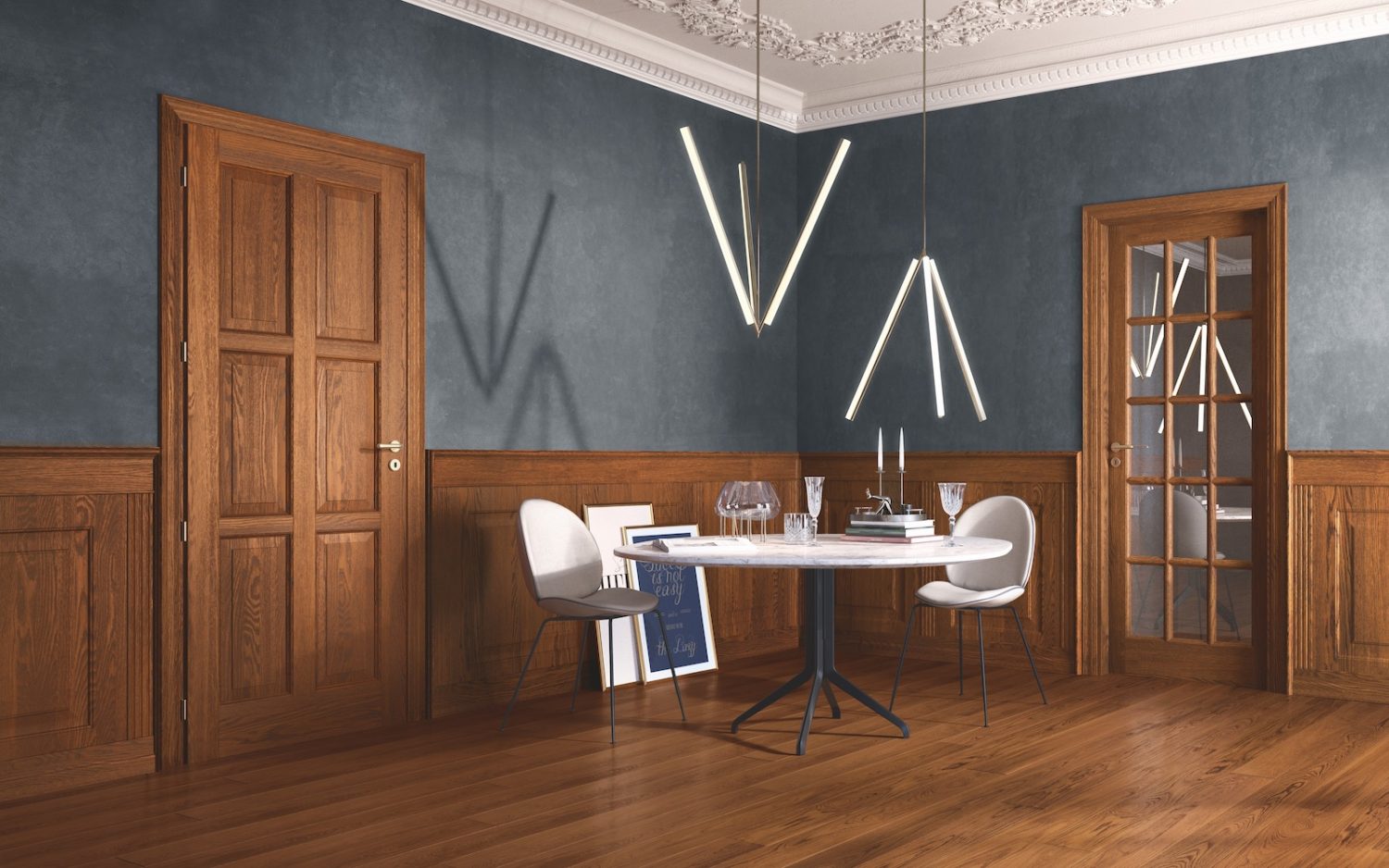 Massivholztüren Classica-Kollektion mit Boiserie